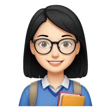 a female college student, and black hair, no back pack sticker