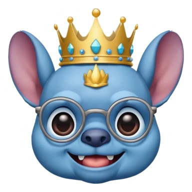 Stitch feliz con gafas y corona sticker