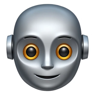 friendly robot face AI emoji icon, simple and modern sticker