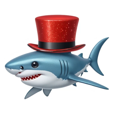 red glitter top hat shark sticker