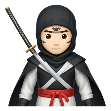 Emoji de ninja capa blanca y la espada  sticker