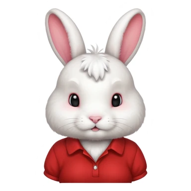 white large bunny, pet lover, red shirt, pony tail. sticker