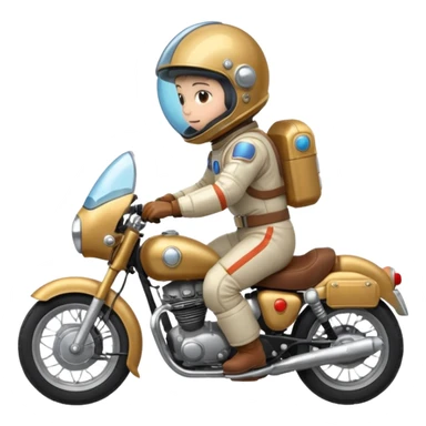 Motorita; en moto clasica con casco de el espacio sticker