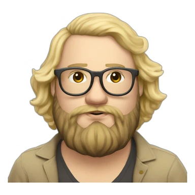 Chubby non binary Big lebowsky round glasses long blond hair chaotic res beard vaporizer sticker