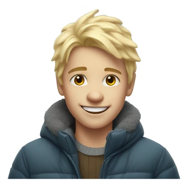 smiling blonde boy portrait cold winter sticker