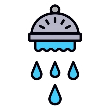 shower head with water drops sticker