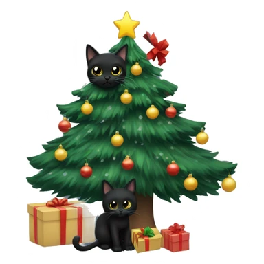Black cat in a Christmas tree  sticker