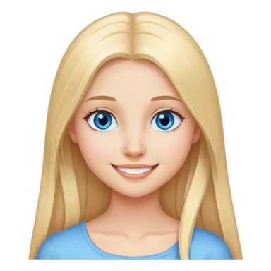Straight long blonde hair and blue eyes girl sweet smile sticker