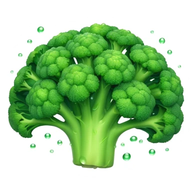 Cinematic lush green broccoli, detailed florets glistening with dewdrops, ultra-fresh and vibrant, soft glowing background, healthy and delicious. sticker