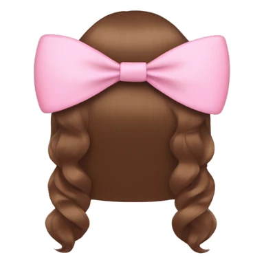 brown open hair from behind with a pastel pink bow sticker