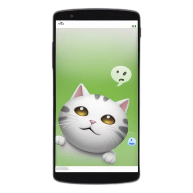 chatbot cat talking inside of a smartphone sticker