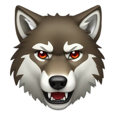 Red colour angry wolf sticker