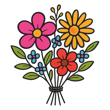 A bright floral bouquet, vibrant colors sticker