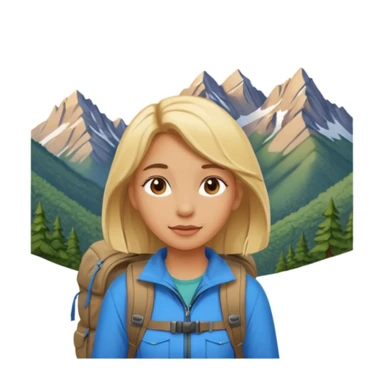 girl backpacking, travelling mountains background sticker