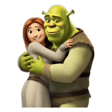 Shrek does a hug to fiona sticker