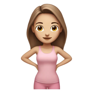 White skin brown hair yoga girl light pink clothes  sticker