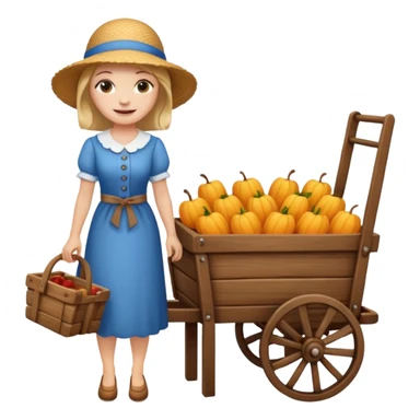 a lady standig near to a cart sticker