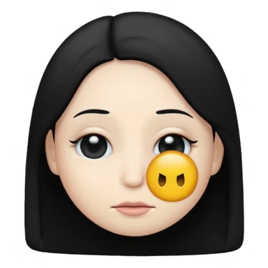 Emoji with black hair covering an eye sticker