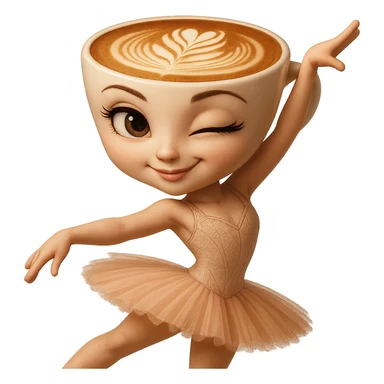 Edit the ballerina cappuccino character to have a winking playful expression. Keep the transparent background. sticker
