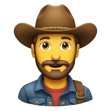 Crea un emoji de una cara DE UNA chico con barba con sombrero de vaquero alucin sticker