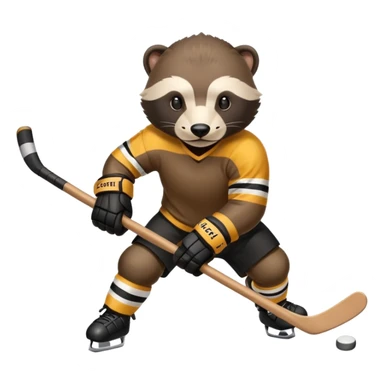 Honey badger playing hockey sticker