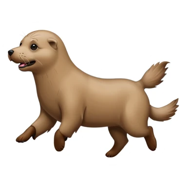 Mean dog chasing a seal  sticker