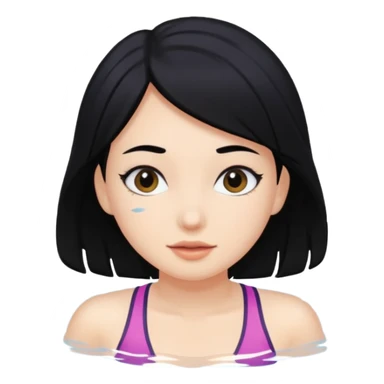 Black hair girl swimming sticker