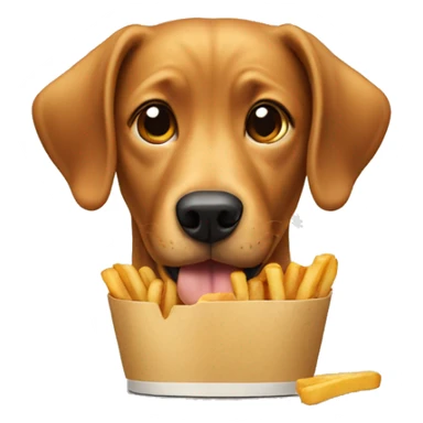 Dog eating a fry sticker