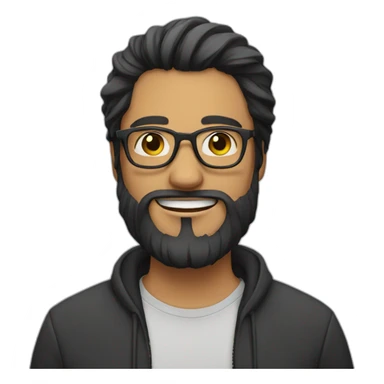 guy with black long hair a beard and glasses sticker