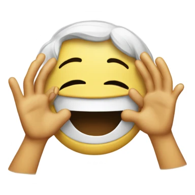 Laughing with hands hiding face sticker