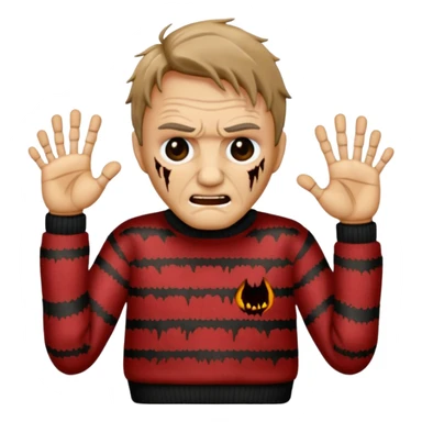 Freddy Kruger emojie with claw hand to sticker