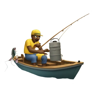 Catching fish off a boat sticker