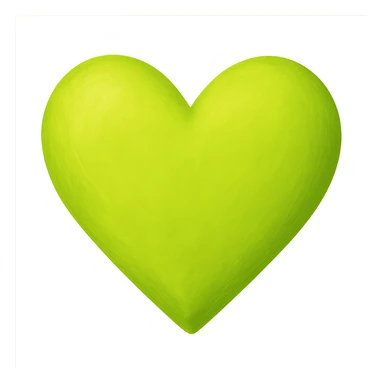 heart with a vivid chartreuse color, digital illustration, no background sticker