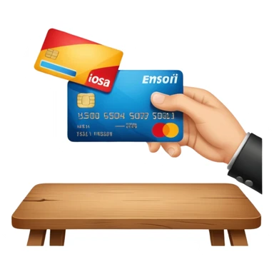 hand slamming credit card on table with a bang sticker