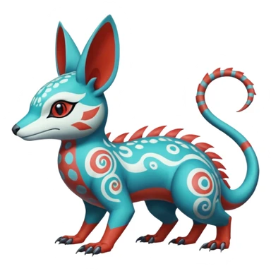  exotic tropical ornate Asian painted cyber-Sleuth-Loyd-Garmaddon-Litten-Linoone-Noibat-Fakémon-Pokémon-Vernid-creature sticker