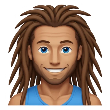 muscular man with long brown dreads and blue eyes sticker