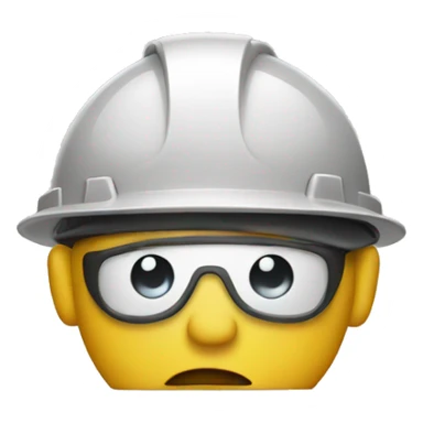 Thinking emoji with construction hat sticker
