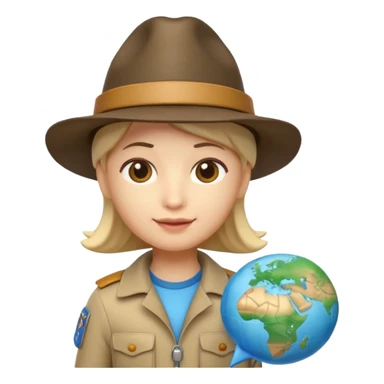 Apple Memoji-style 3D emoji of an explorer with a map and hat, soft shading, rounded shapes, no background.
 sticker