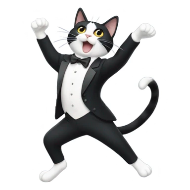 Tuxedo cat dancing sticker