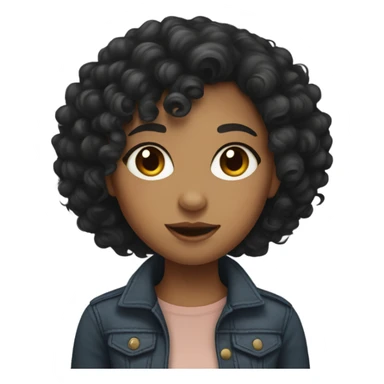 Mixed girl with dark curly hair and curly bangs sticker