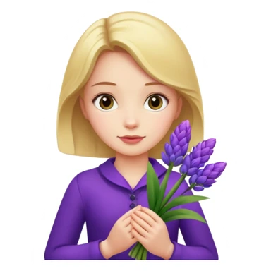 Girl holding hyacinth in hands sticker
