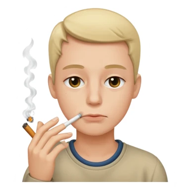 Face with low eyelids and cigarette in mouth  sticker