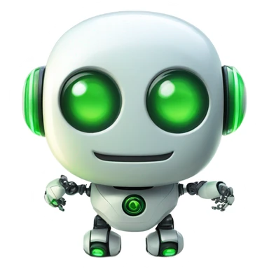 happy and cute robot with green leds for the face his face is "OuO" sticker