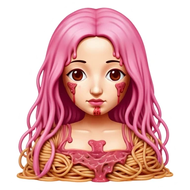  SPAM meat melted pink dripping sauce spaghetti dress monalisa portrait sticker