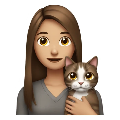 brown straight hair girl with a cat sticker