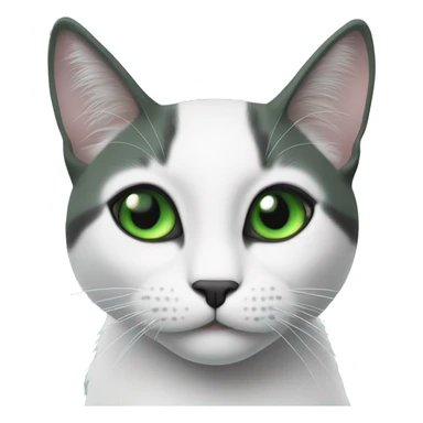 gato blanco y negro, green eyes sticker