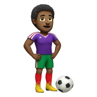 Football player with red shirt yellow shorts green socks and purple boots  sticker