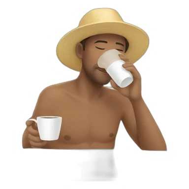 Person drinking coffee by a pool sticker