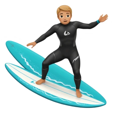 Someone surfing over a big teal wave sticker