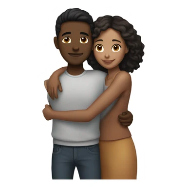 Interracial brunette couple hugging sticker